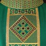 Green embroidered liturgical chasuble