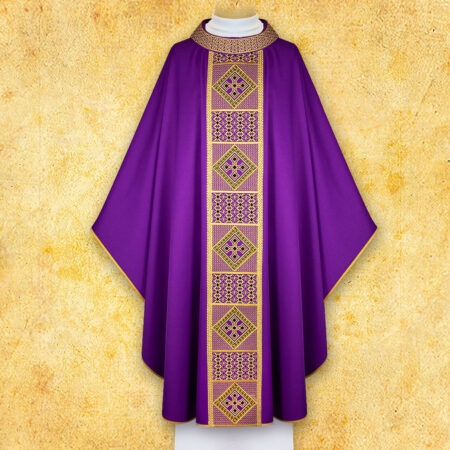Purple embroidered liturgical chasuble