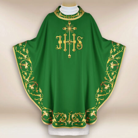 Ornat haftowany „Sacra Flora” zielony