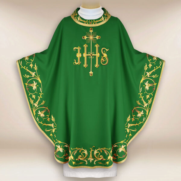 Ornat haftowany „Sacra Flora” zielony