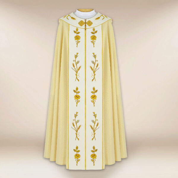 Liturgical cope embroidered with IHS