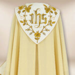 Liturgical cope embroidered with IHS