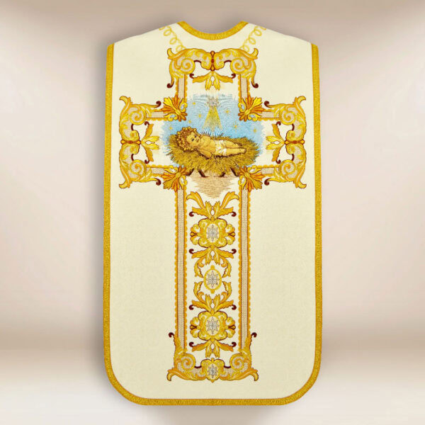 Roman-style embroidered chasuble “Feliz Navidad”