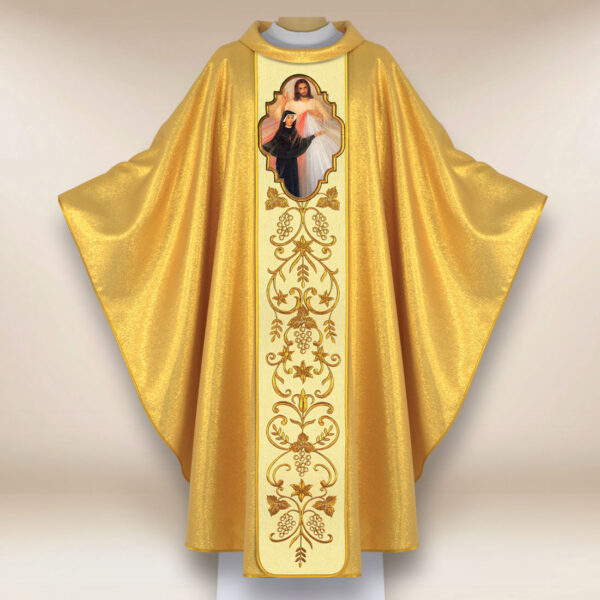 Ornat haftowany z wizerunkiem fotograficznym „Jezus Miłosierny i Św. Faustyna”