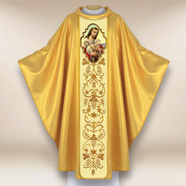 Ornat haftowany z wizerunkiem fotograficznym „Jezus Dobry Pasterz”