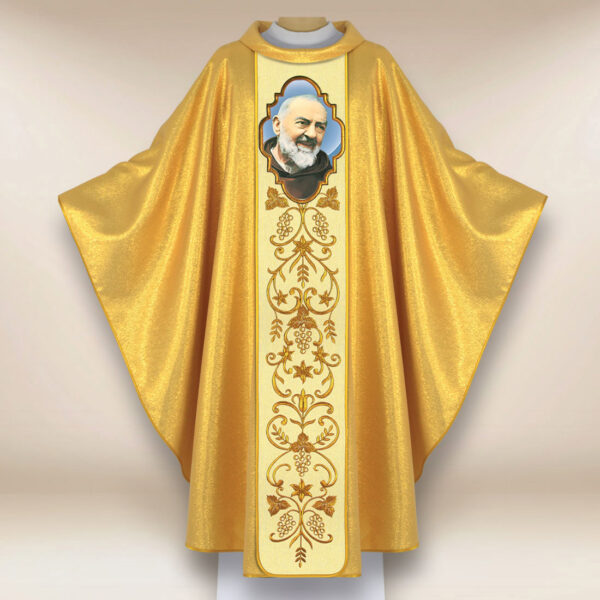 Ornat haftowany z wizerunkiem fotograficznym „Św. Ojciec Pio”