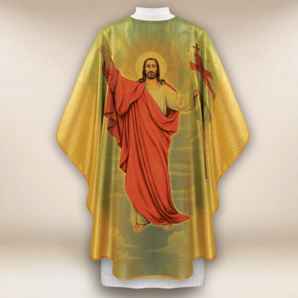 Gold chasuble with the image of the Risen Christ