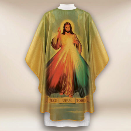 Gold chasuble with the image of Jesus the Merciful