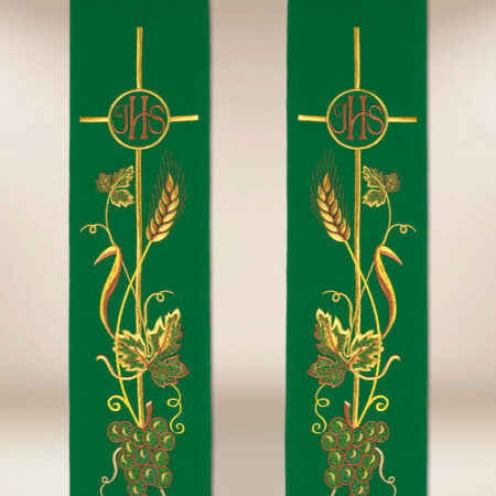 Stuła haftowana “IHS, Kłosy i Winogrona”