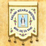 Double-sided banner with the image of Our Lady of the Rosary