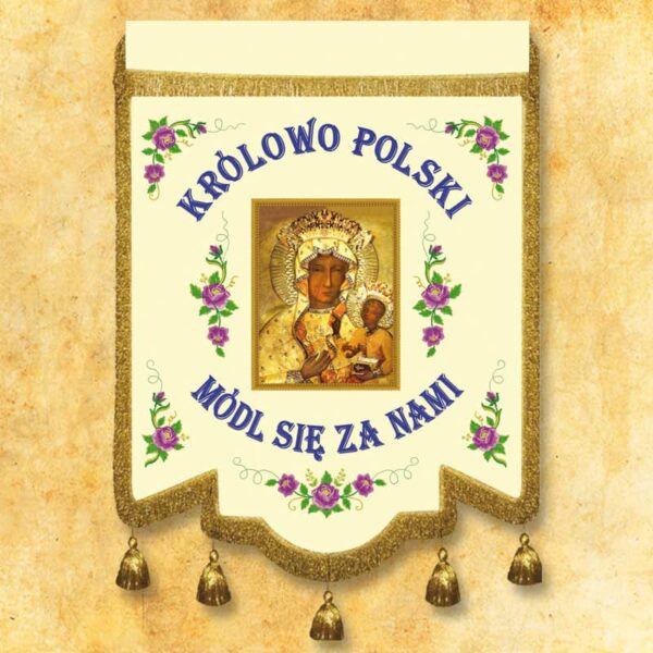 Double-sided banner embroidered with the image of the Blessed Virgin Mary, Queen of Poland