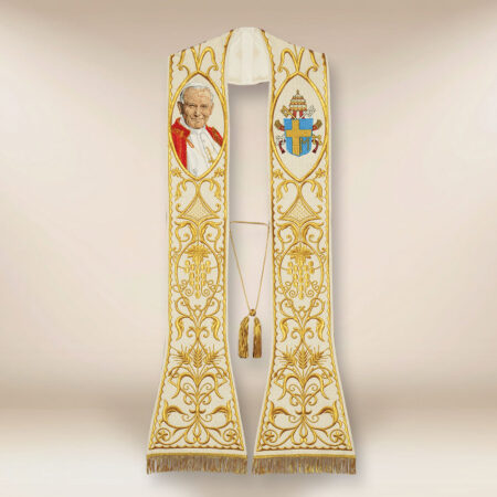 Stuła haftowana z wizerunkiem “Św. Jana Pawła II”