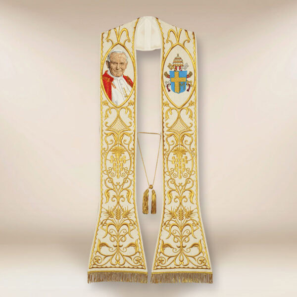 Stuła haftowana z wizerunkiem “Św. Jana Pawła II”