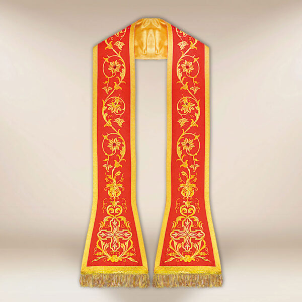 Stuła haftowana rzymska “Massimo-Rosso”