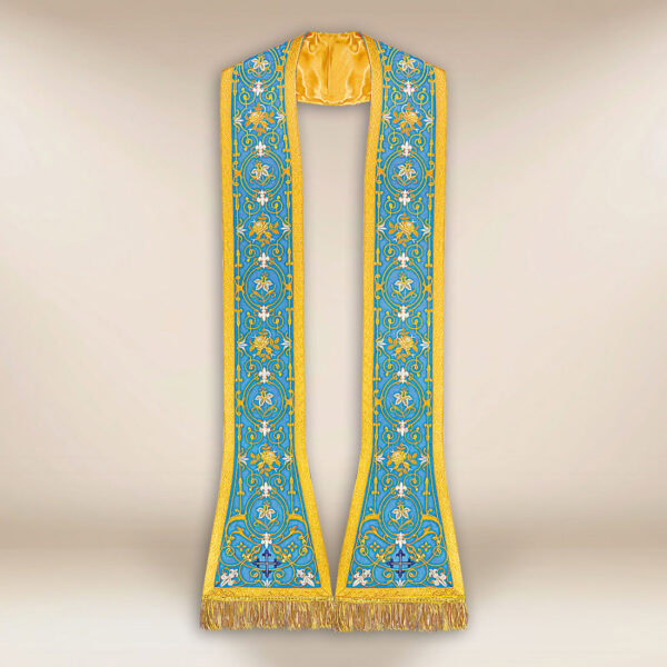 Stuła haftowana rzymska “Massimo-Blu”