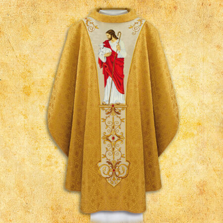 Embroidered Chasuble “Jesus the Good Shepherd” Gold