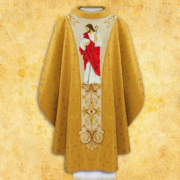 Embroidered Chasuble “Jesus the Good Shepherd” Gold
