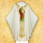 Liturgical chasuble embroidered with the image of St. Joseph.