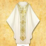 Liturgical chasuble embroidered with the image of St. Joseph.