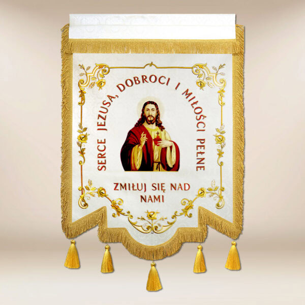 Chorągiew haftowana z wizerunkiem haftowanym