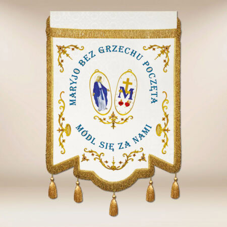 Chorągiew haftowana z wizerunkiem Maryja bez Grzechu