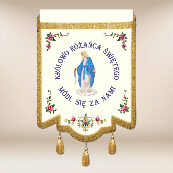 Embroidered Banner Queen of the Rosary