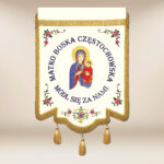 Embroidered Banner featuring Our Lady of Częstochowa