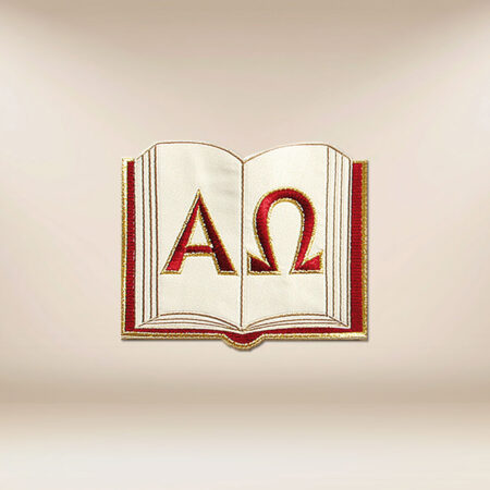 Embroidered appliqué "Alpha Omega"