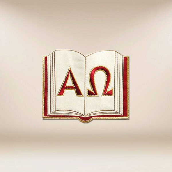 Embroidered appliqué "Alpha Omega"