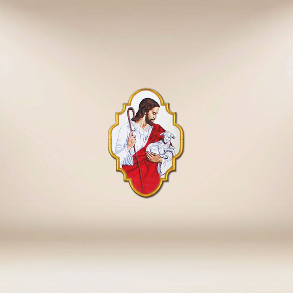 Embroidered appliqué "Jesus the Good Shepherd"