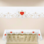 Embroidered tablecloth "Heart of Jesus" - any size