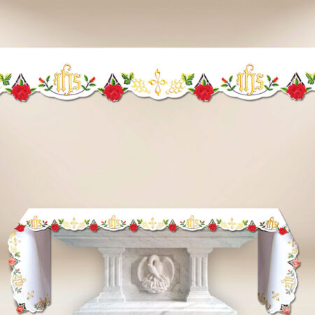 Altar cloth embroidered with roses 214x115cm