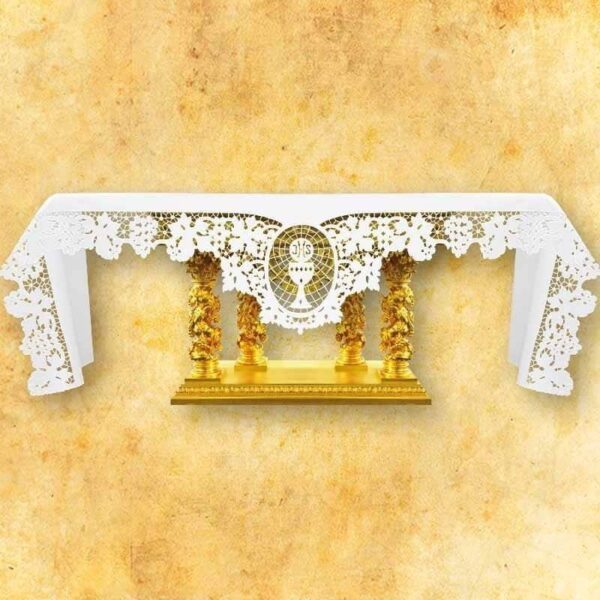 Embroidered altar cloth with the Chalice