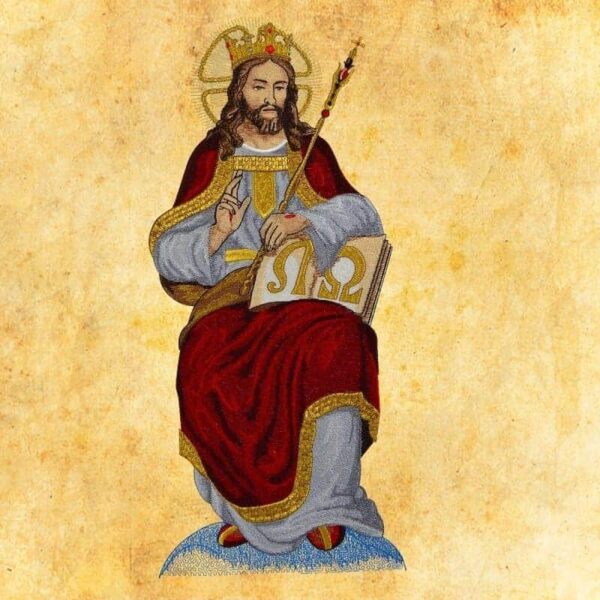 Embroidered appliqué "Jesus the King"