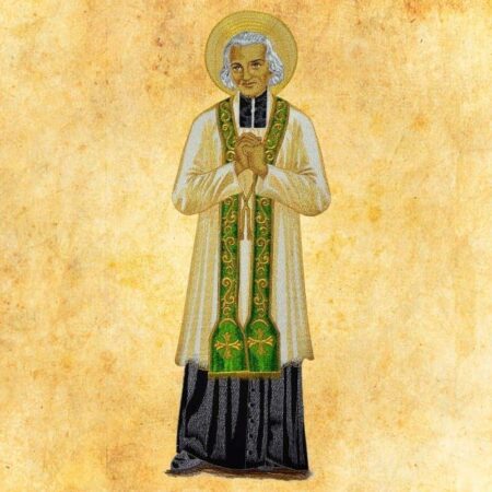 Embroidered appliqué "John Mary Vianney"