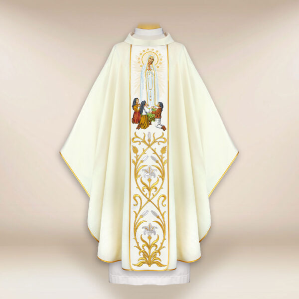 Chasuble with the embroidered image of Our Lady of Fatima