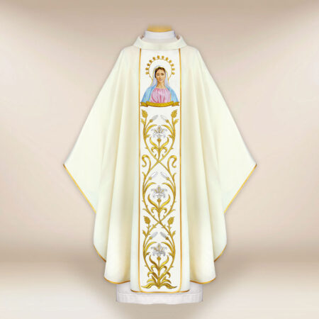 Chasuble with embroidered image of "Our Lady of Medjugorje"
