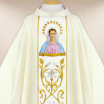 Chasuble with embroidered image of "Our Lady of Medjugorje"