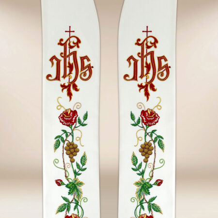Stuła haftowana „IHS z Różami”