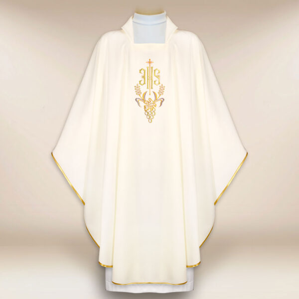Embroidered Chasuble IHS ecru