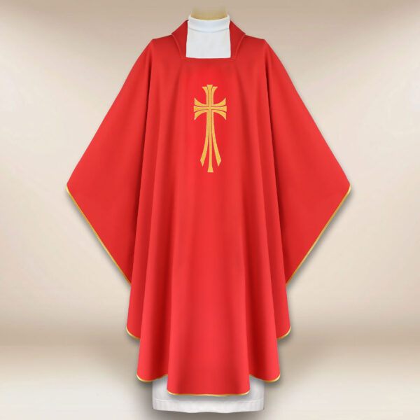 Embroidered Chasuble Cross Red