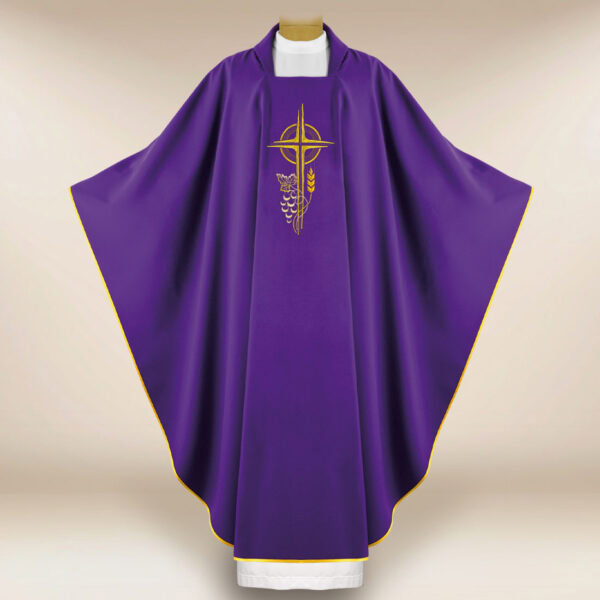 Embroidered Chasuble with Cross in Purple
