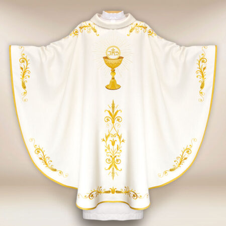 Embroidered Ecru Chasuble with Chalice