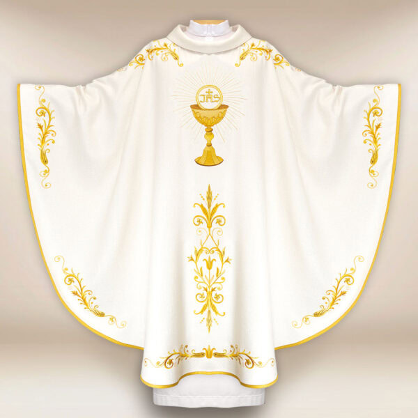 Embroidered Ecru Chasuble with Chalice