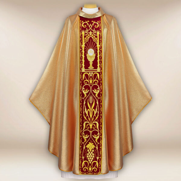 Ornat z haftowanym pasem pluszowym “Kielich”