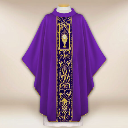 Ornat z haftowanym pasem pluszowym “Kielich”