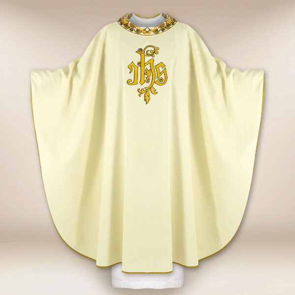 Liturgical Chasuble with IHS Embroidery