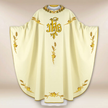 Liturgical Chasuble with IHS Embroidery