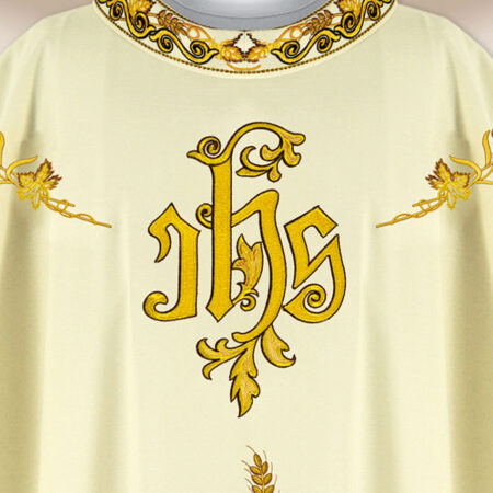 Liturgical Chasuble with IHS Embroidery