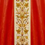 Red embroidered chasuble